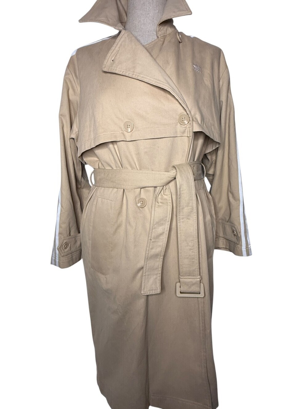 NWT adidas Originals Adicolor Twill Trench Coat Beige Long Jacket S